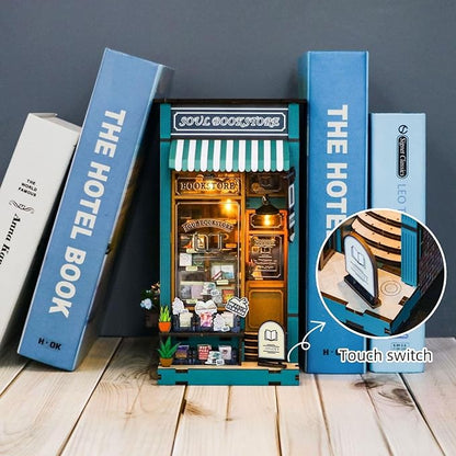 DIY 3D Wooden Bookstore Book Nook Kit with LED Light