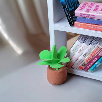 Mini Bookshelf White with Mini Plants