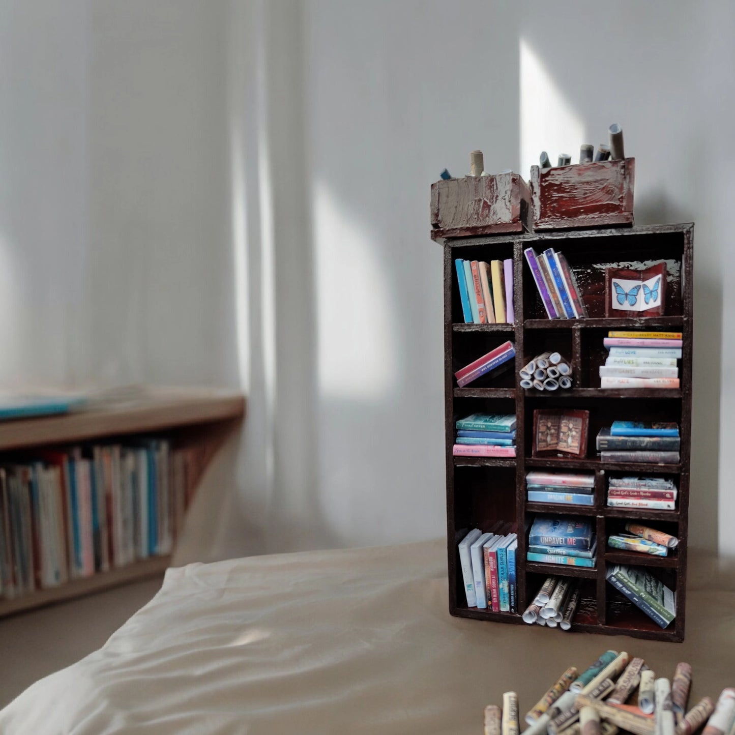 Mini Bookshelf Vintage Wood Finish (Black)