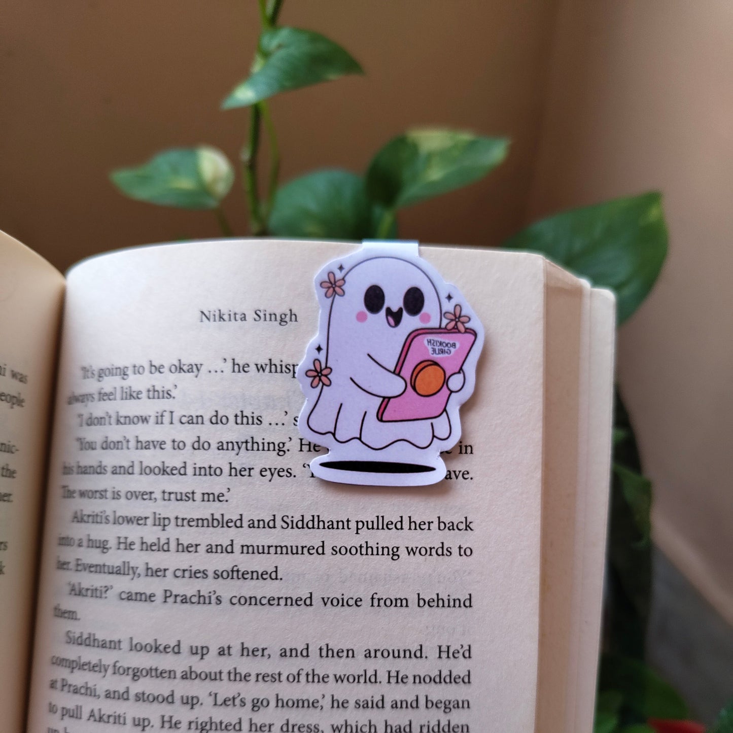 Bookish Girlie Cute Ghost Magnetic Bookmark